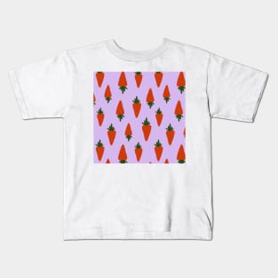 carrot pattern in purple background Kids T-Shirt